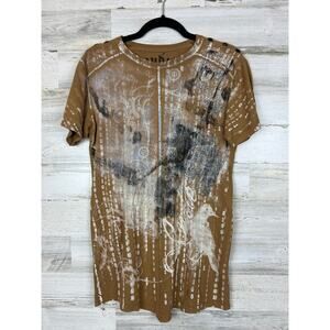 Indie Peace Men’s M Tan Artistic Organic Handmade T-Shirt Rare Discontinued NEW